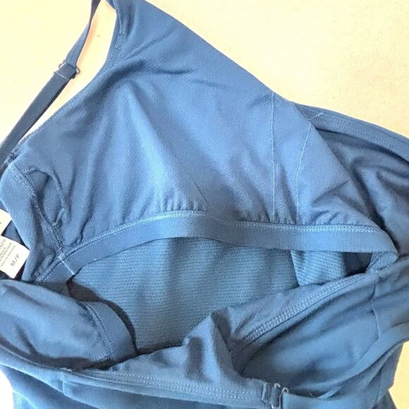 Athleta Women’s M/P Elation V-Neck Hybrid Midi Dress in Blue Built In Bra - Picture 9 of 13